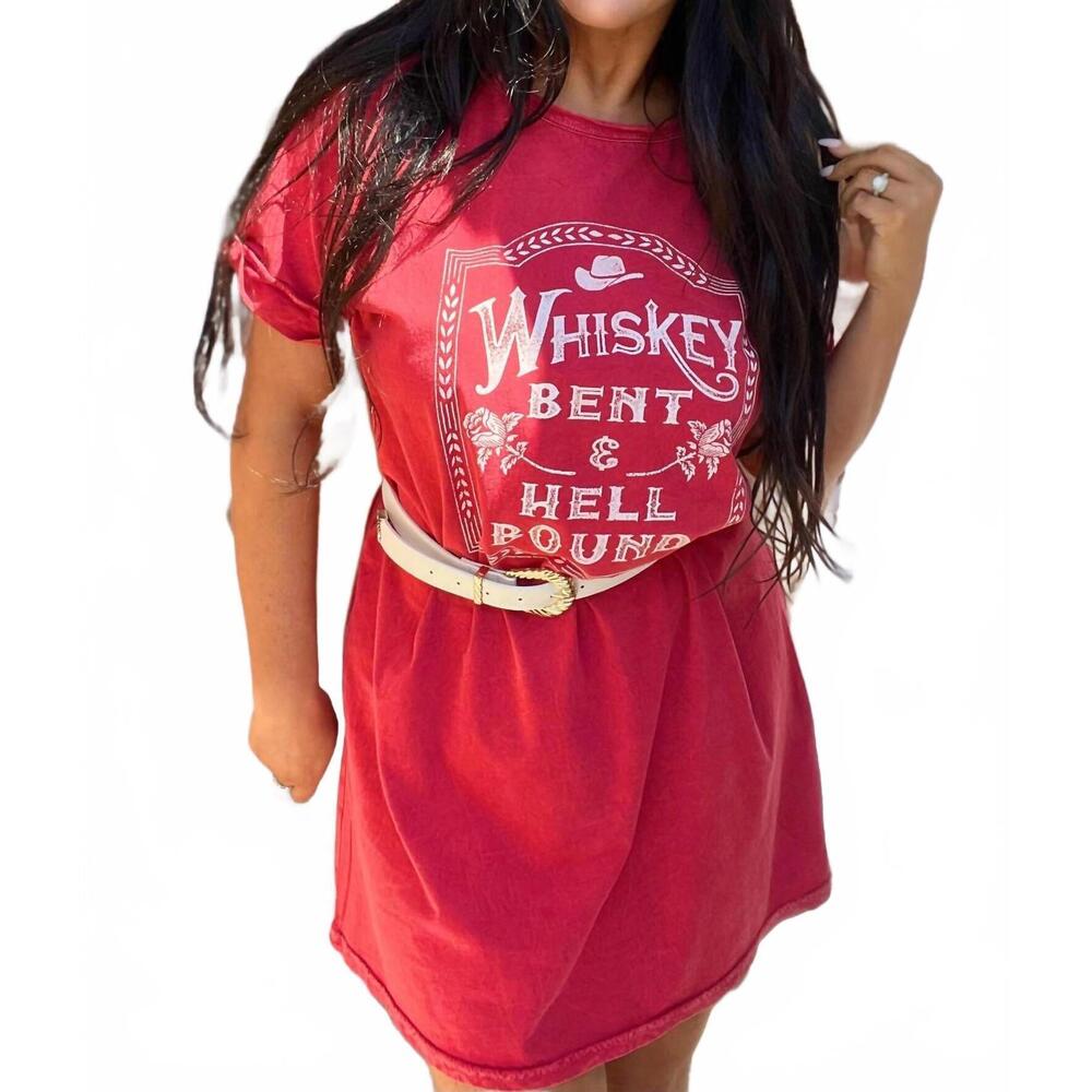 NEW HRT & LUV whiskey bent graphic dress in mineral red - Picture 2 of 3